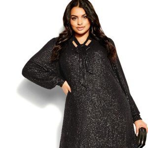 Long Sleeve Sequence Plus Size Dress